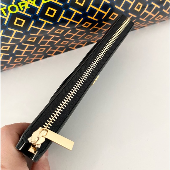 🤍🖤NEW🖤Tory Burch long zip wallet/black leather/full size - Picture 6 of 7